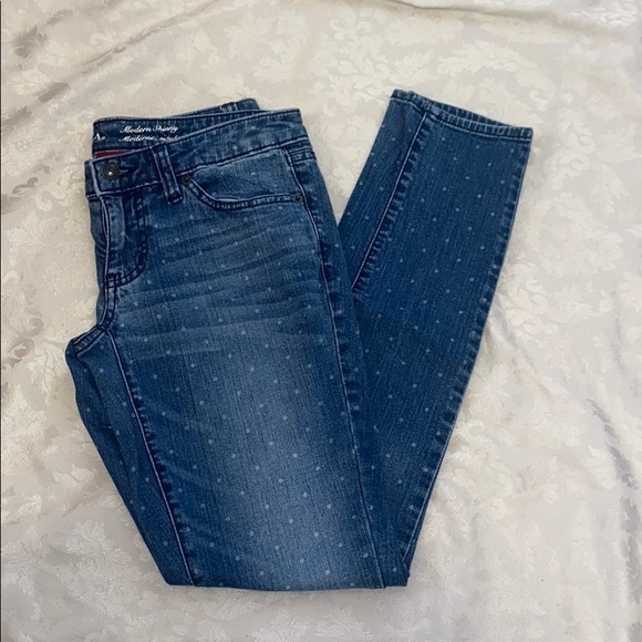 Merona womens Polka dot skinny jeans size 2 - Picture 2 of 9